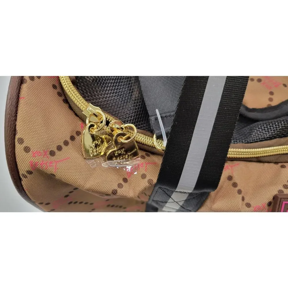 *Z) Betsey Johnson Pet Carrier Bag Chocolate TSA Compliant Up to 16lbs Dog Cat